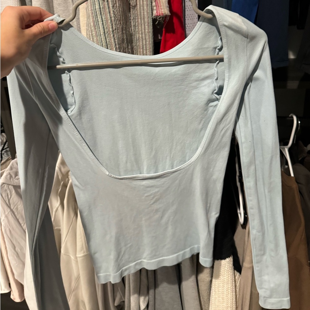 Light Blue Free People Women's Long Sleeve Top